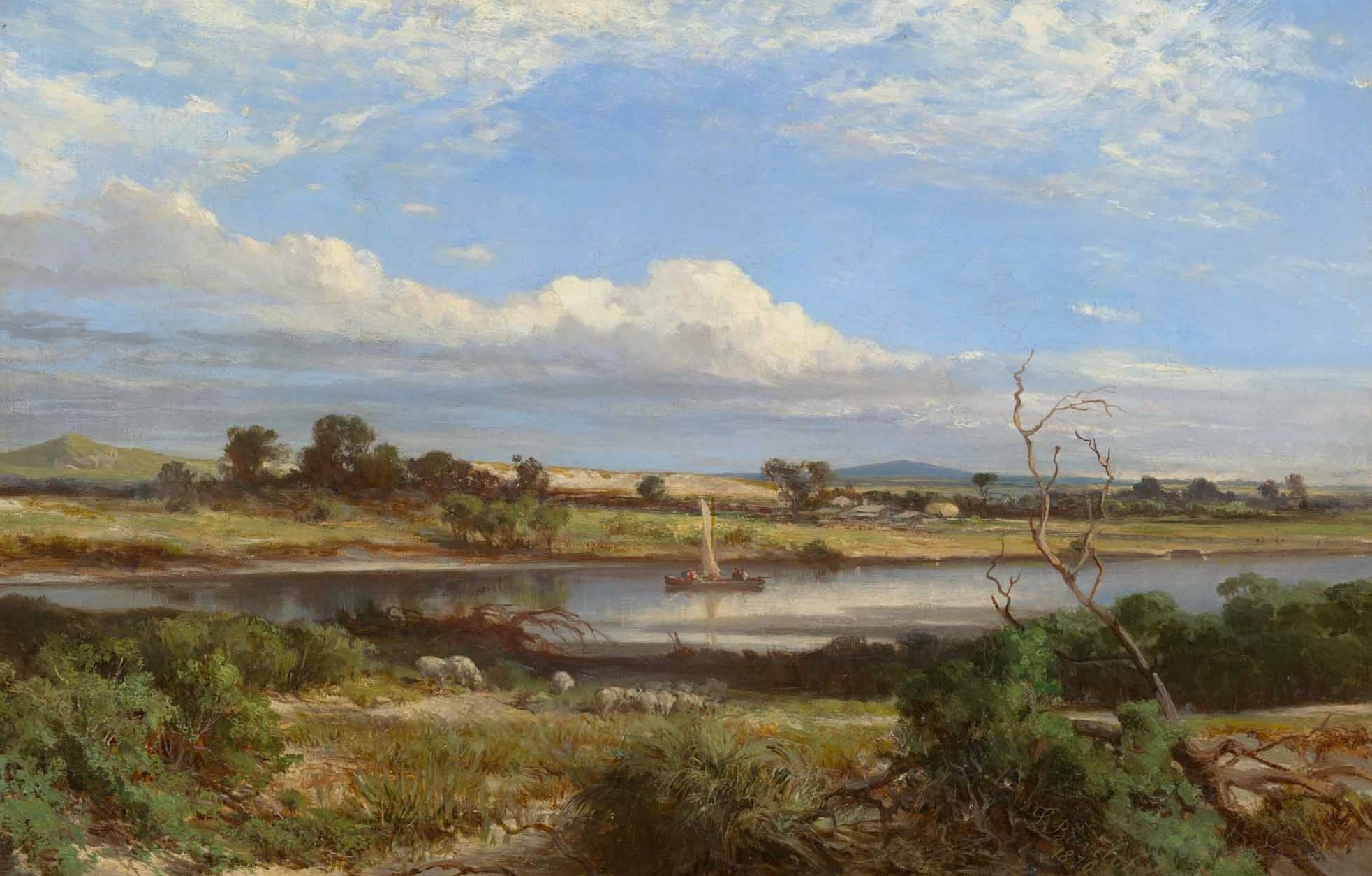 Abram Louis BUVELOT Born: Uxbridge, Middlesex, England 1872; Died: Melbourne 17 Jun 1952; Active Australia from 1908 The Barwon 1870 oil on canvas, 37 x 55 cm Benalla Art Gallery Collection Ledger Gift, 1986 1986.07